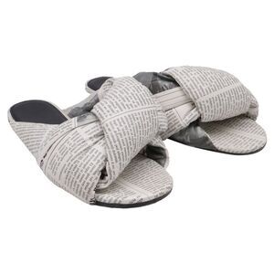 Balenciaga Drapy Newspaper Slide Sandals in White Leather